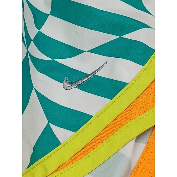 Nike Dri Fit Shorts Womens M Grean white Swoosh Logo Running Athletic Active - Picture 2 of 6